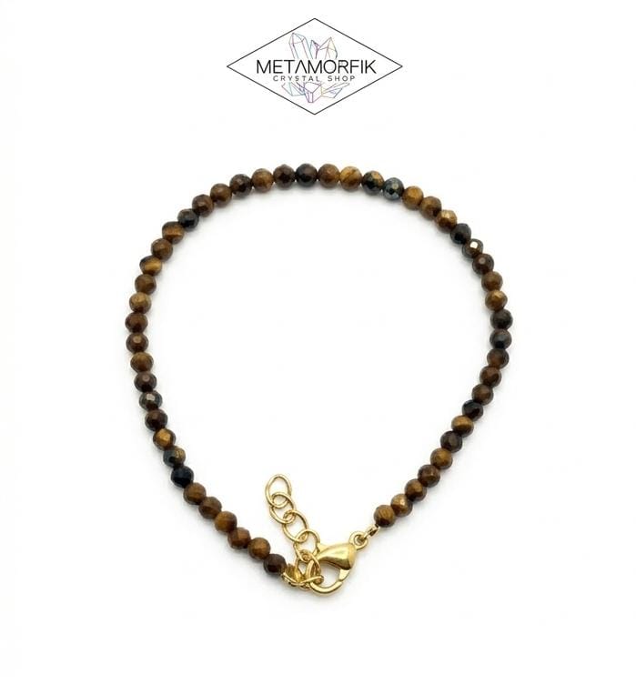 Pulsera Ojo de Tigre Natural- Talla XS (2-4mm) Para Protección- Metamorifk.